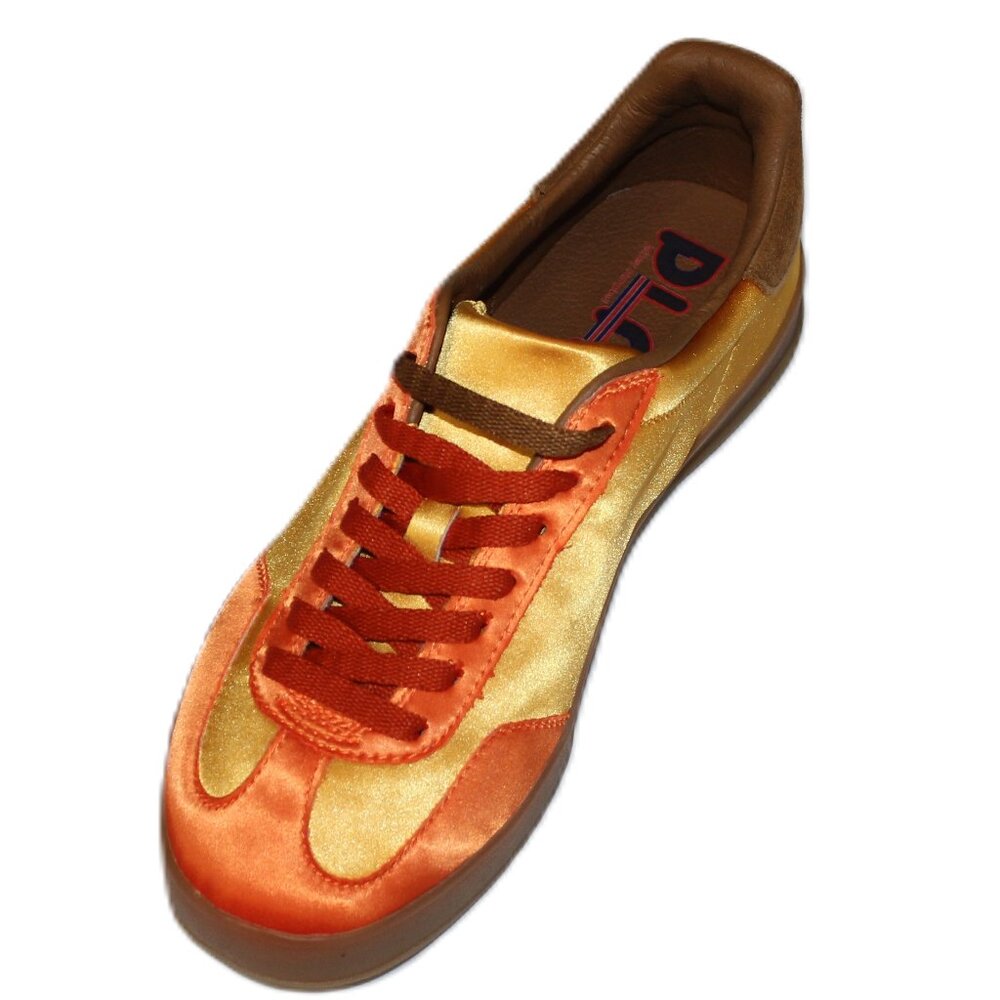 JEFFREY CAMPBELL SAMBAS YELLOW/ORANGE SATIN SNEAKERS